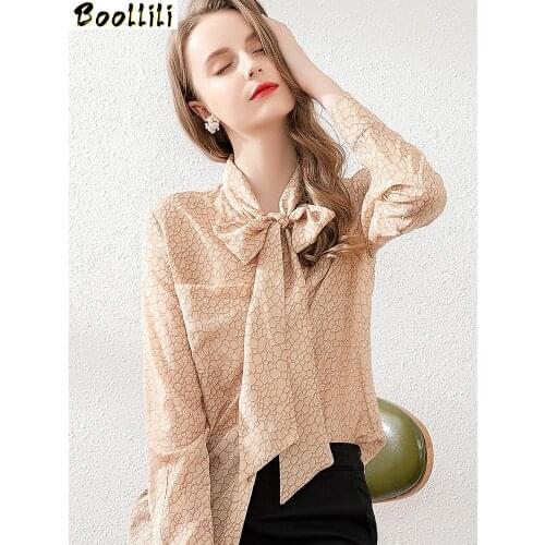 Boollili 100% Real Silk Vintage Blouse Women Clothes 2020 Ladies Tops Spring Long Sleeve Shirt Women Blouses Ropa Mujer ML191001