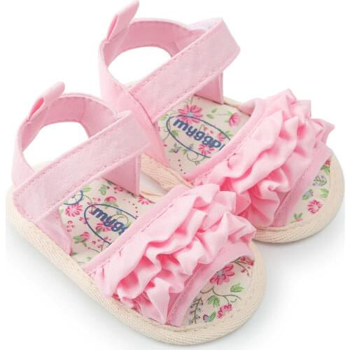 Baby Summer Shoes Sandals Newborn Baby Girls Shoes Ruffles Soft Sole Non-Slip Toddler Shoes Baby Princess Shoes Prewalkers 0-18M