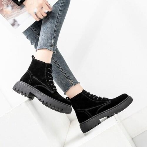 Platform Ankle Boots Suede Leather Women Flat Platform Short Boots Ladies Shoes Nice Vogue Boots Warm Footwear