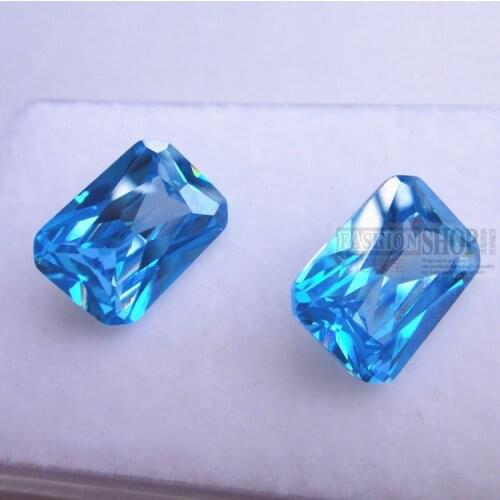 Rectangle shape radiant cut loose stone sea blue fancy faceted stone beads for jewelry making DIY