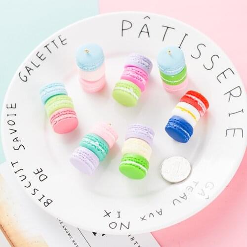 3PCS/Lot Creative Resin Simulation Three-Layer Macarons Food Charms for Women Key Chain DIY Jewelry Making Accessories Wholesale