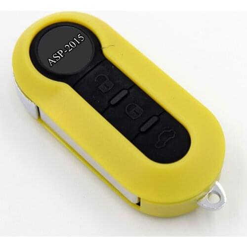 Pure Yellow Flip Folding Remote Key Housing Protection Bag Car Remote Fob Key Cover For Fiat 500