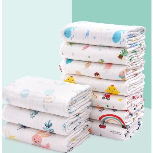 110CM*110CM 6 Layers Gauze Cotton Baby Muslin Bath Towels, Super Soft Cotton Receiving Blanket For Babys Delicate Skin