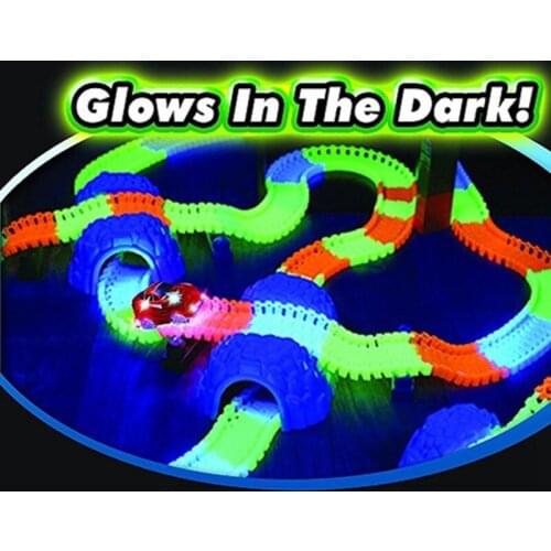 Dropshipping 165/220/240/360pcs Glowing Race Track Bend Flex Flash in the Dark Assembly Car Toy DIY Glowing racing set with Box