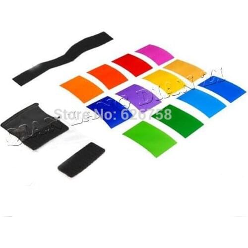 HOT SALE 12 pieces color card for Strobist Flash Gel Filter Color Balance with rubber band ,diffuser Lighting