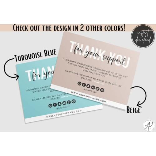 DIY Printable Blush Business Thank You Card for Small Business.Etsy, Poshmark,Mercari Thank You For Order Card