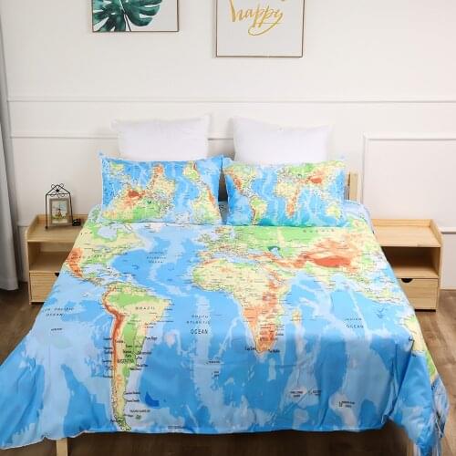 World Map Bedding set HD Print Duvet Cover Pillowcases Twin Full Queen King bed set 3pcs dropshipping
