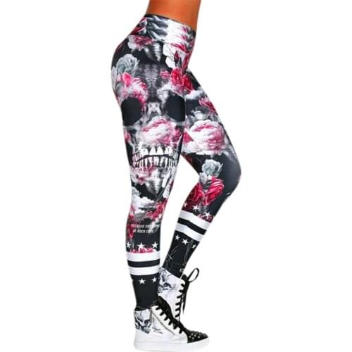 Women Legging Femme Fashion Skull Printed Leggins Mujer Skinny Slim Ealstic Waist Seamless Leggings Pants Pantalon Pour Femme
