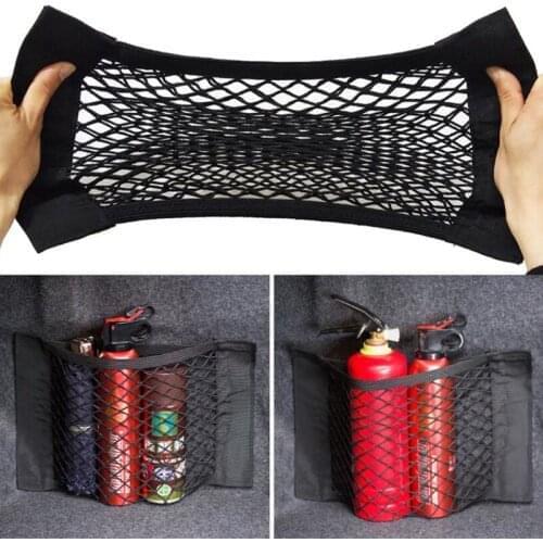 Hot Car Back Rear Trunk Seat Storage Bag Organizer Double-deck Magic Sticker Elastic String Net For Cadillac Srx Cts Ats Escalad