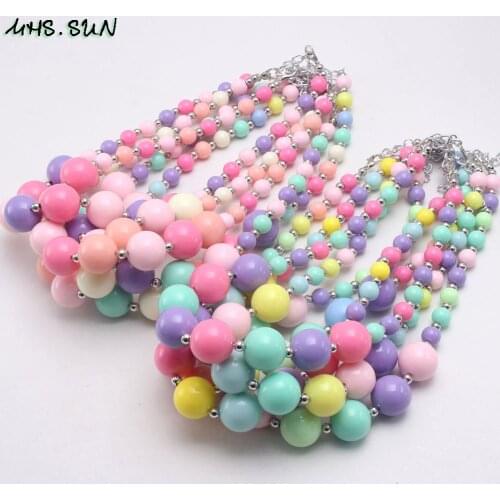 MHS.SUN Girls Kids Acrylic Beads Necklace Candy Color Chunky Beaded Necklace For Baby Child Chunky Jewelry Colorful Design 1Pcs