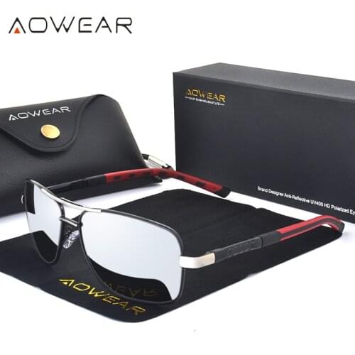 AOWEAR Retro Square Sunglasses Men Polarized Mirror Sun Glasses for Men Women 2019 Vintage Shades Glasses Oculos Gafas De Sol