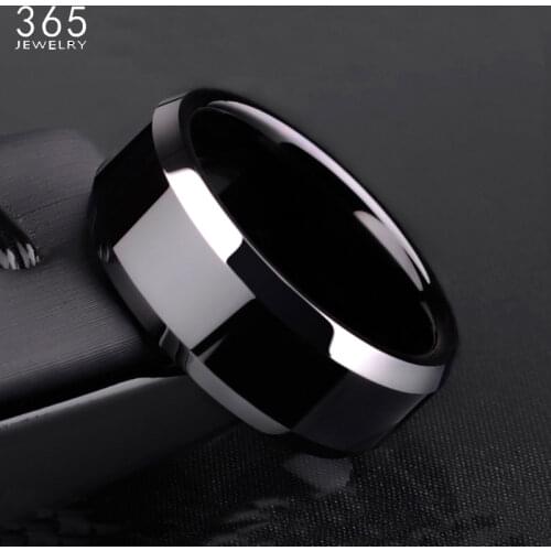 Contracted New Design 8mm Width Black Titanium Stainless Ring For Women Men High Quality Couple Ring Wedding Jewelry