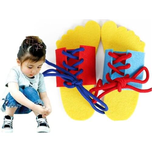 Montessori Educational Learning Toys for Children Felt Lace-Up Toys Creative Puzzle Games Wood Puzzle Popular Toy
