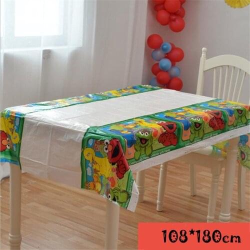 Omilut Elmo Disposable Tablecloth Seasame Street Birthday Party Plates/Cups Childrens Party Decoration Baby Shower Supplies