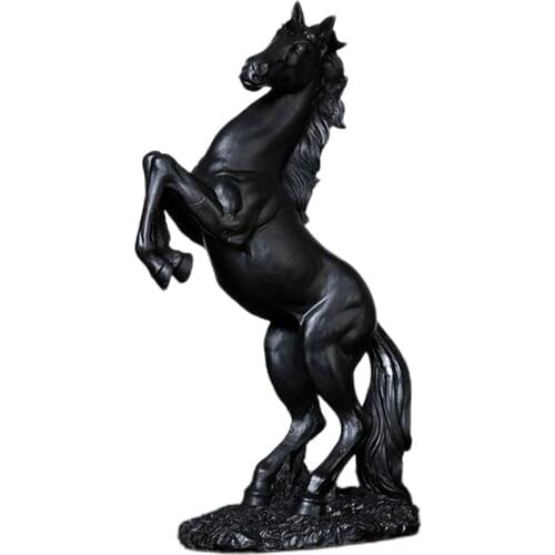 Resin Statue Resin Jumping Fighting Horse Stallion Sculpture for Home Decor Animal Ornament Table Decoration