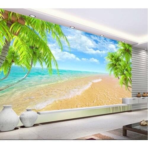 Custom landscape wall mural, Hawaii Coconut Beach mural for the living room bedroom TV background wall vinyl papel de parede