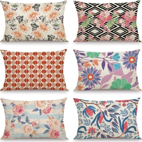 XUNYU Rectangle Cushion Cover Flower Pattern Pillow Case Kids Room Decorative Throw Pillow Cover for Sofa Bedroom JX041
