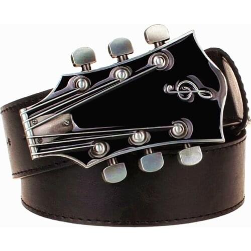 Fashion belt Retro guitar buckle Street music Dance accessories Ukulele Performance apparel hip hop waistband novel belt
