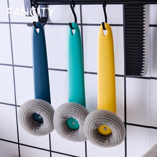 FANCITY Brush pot artifact brush long handle brush does not hurt the pot Nordic simple household kitchen stove cleaning supplies