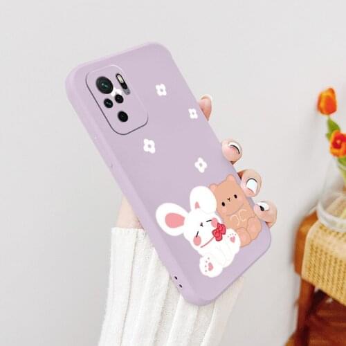 White Rabbit Silicone Case For Xiaomi Redmi Note 10 10S 9T 9 8 7 MAX Redmi 9 9A 9T K40 K30 K20 Pro Ultra Thin Phone Back Cover