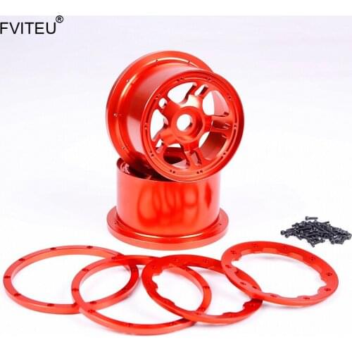 FVITEU CNC Alloy Rear Wheel Hub With Alloy Beadlock Set for 1/5 HPI Baja 5B SS Rovan King Motor