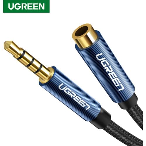 UGREEN 3.5mm Jack Male to Female Extension 3.5 AUX Cable with Microphone Stereo Audio Adapter for iPhone Smartphones Tablets