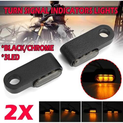 2PCS Mini Motorcycle Turn Signal Indicators Lights 12V LED Turn Signal Light Handlebar Amber signal lamp Blinker Aluminum Alloy