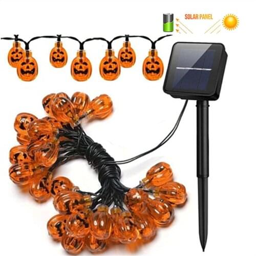Outdoor Solar Lights 50 Led Halloween Pumpkin Lanterns Ghost Led String Lights Festival Bar Home Party Decor Halloween Ornament
