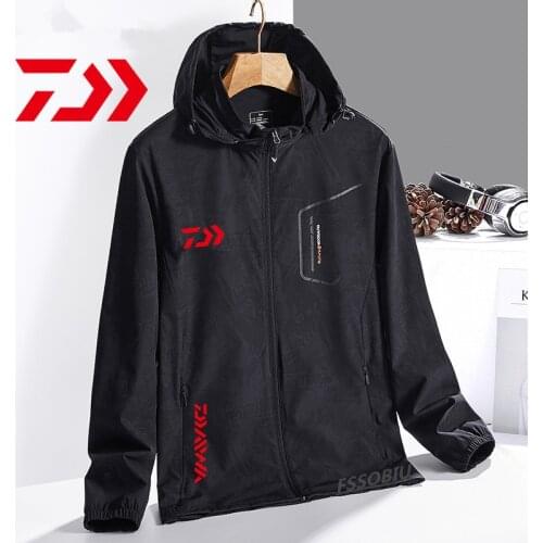Daiwa Summer Windproof Waterproof Camouflage Clothing Tops Male Hunting Fishing Quick Dry Sunscreen Hooded Jacket Sportswear