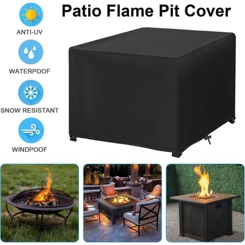 Waterproof Patio Fire Pit Cover Black UV Protector Grill BBQ Shelter Outdoor Garden Yard Warmer Heating Canopy Furniture Covers