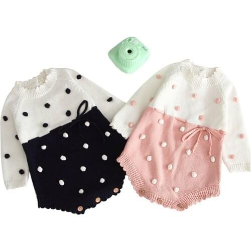 Baby Girls knit Rompers Long Sleeve Wool Knitted Sweater Baby Princess Triangle Jumpsuit Toddler Kids Autumn Winter Clothing