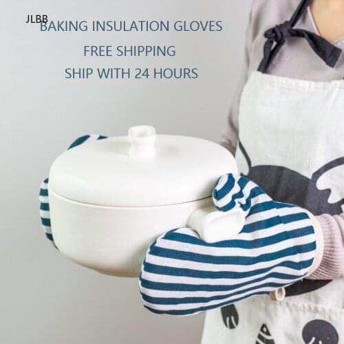 Japanese Microwave Oven Gloves Stripe Anti-Scalding Thermal Insulation Non-Slip Cotton Fashion Nordic Kitchen Cooking Tools