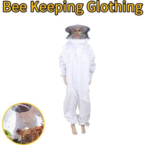 Beekeepers Protective Suits Beekeeping Apiculture White Zipper and veil Suit with Hat Bee Costume for Beekeeper HDBS-002