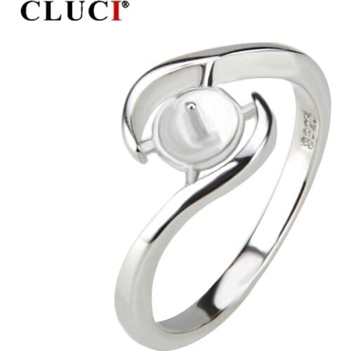 CLUCI 925 Sterling Silver Symmetrical Design Pearl Ring for Women Party Jewelry Simple Fashion Rings Jewelry For Women SR1029SB