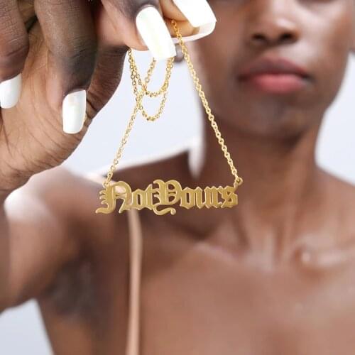 Gold Chain Personalized Nameplate Jewelry Custom Old English Name Necklace Stainless Steel Pendant Choker For Women BFF Gift