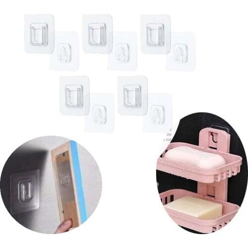 1/5/10 Pairs Double Sided Adhesive Wall Hooks Wall Hanger Transparent Suction Cup Sucker Hook Double-Sided Multi-Purpose Hook