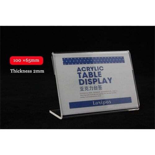 100X65mm 20pcs L shape Tag ticket card display stand Acrylic table Paper Name plate Desk display Label Sign Holder Stand
