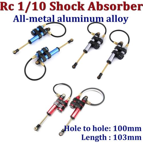 2PCS 1/10 Shock Aluminium Metal Alloy Piggyback Shock Absorber Oil Adjustable Damper for RC Crawler Traxxas SCX10 90046 TRX4 Hsp