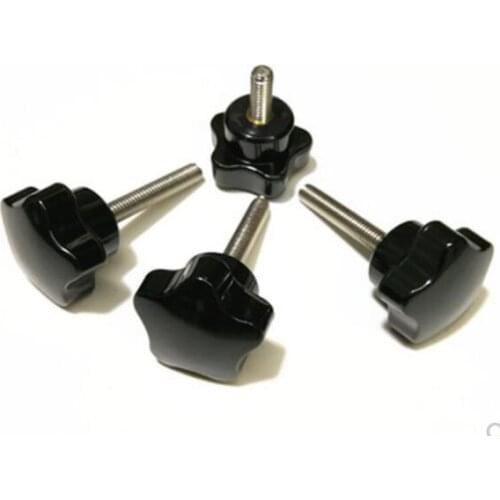 2pcs M6 five-star handle screws hand bolt star handle plum plastic black head stainless steel 10mm length