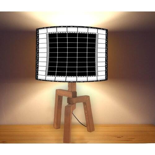 Lines Pattern Lampshade, Wood Floor Standing Modern Lampshade