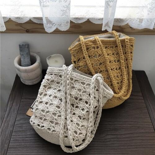 Bohemian Straw Bags for Women Handbags Summer Rattan Shoulder Bags Handmade Knitted Travel Big Totes Bag Shopping Bag