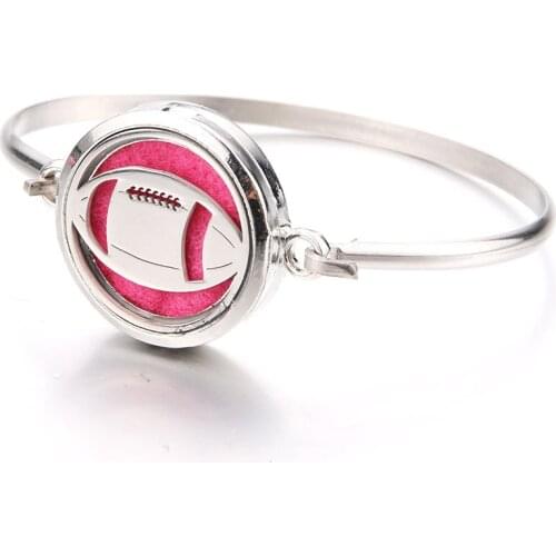 Football Stainless Steel Aroma Box Bracelet Aromatherapy Essential Oil Diffuser Box Bracelet Magnetic Locket Jewelry