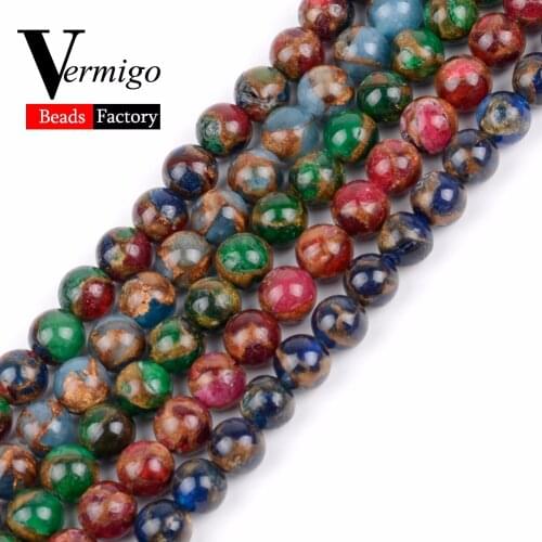 Natural Stone Multicolor Cloisonne Stone Beads For Needlework Jewelry Making Spacer Loose Beads 6 8 10mm Diy Bracelet Necklace