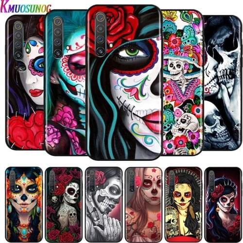 Catrinas and skull For OPPO Reno A 2 3 4 5 Z ACE Z/F/SE/Lite A92020 A11 10 X 5 PRO Plus Pro (4G/5G) Black Phone Case