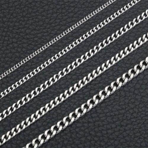 2MM/3MM/4MM/5MM Cuban Chain Link Chokers Necklaces Stainless Steel Necklace for Men Woman Fashion Jewelry