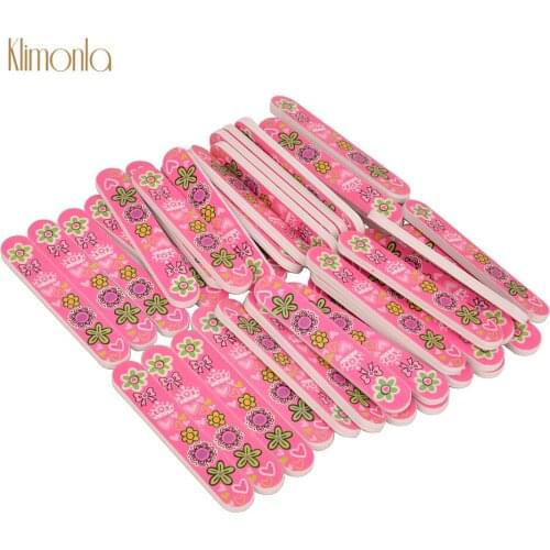 Klimonla 500Pcs/lot Pink Color 70mm Nail Files Sponge and Sandpaper Materials Disposable Manicure Salon Tools For Nail Art