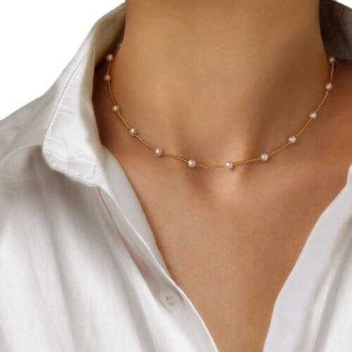Korean Retro Pearl Metal Fashion Lock Necklace Multilayer Pendant Ladies Gold Chain Necklace Jewelry Accessories