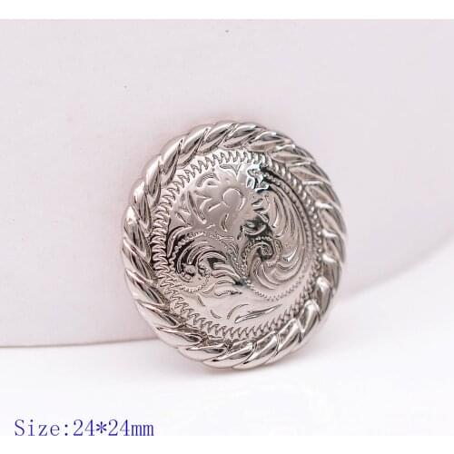 5X 24*24mm 1" Bling Sliver Western Craven Flower Cowboy Saddles Headstall Bridle Leathercraft Conchos