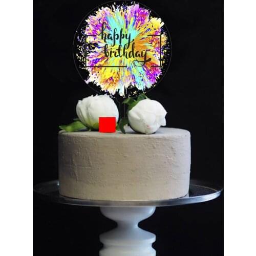 Colorful Happy Birthday Acrylic Cake Topper Creativity Birthday Cupcake Toppers Decor for Kids Birthday Party Cake Decorations