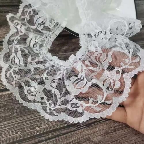 1Yards Embroidery Ribbon Mesh Tulle Lace Fabric 7cm Guipure White Lace Material Sewing Trimmings For Wedding Dress Crafts PY-16